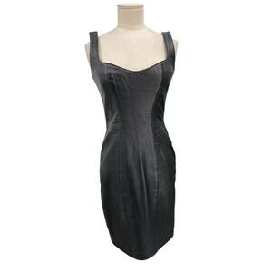 Vintage Michael Hobin North Beach Leather Dress Black Size XS